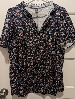 SHEIN Curve Ditsy Floral Flutter Sleeve Blouse - 2XL